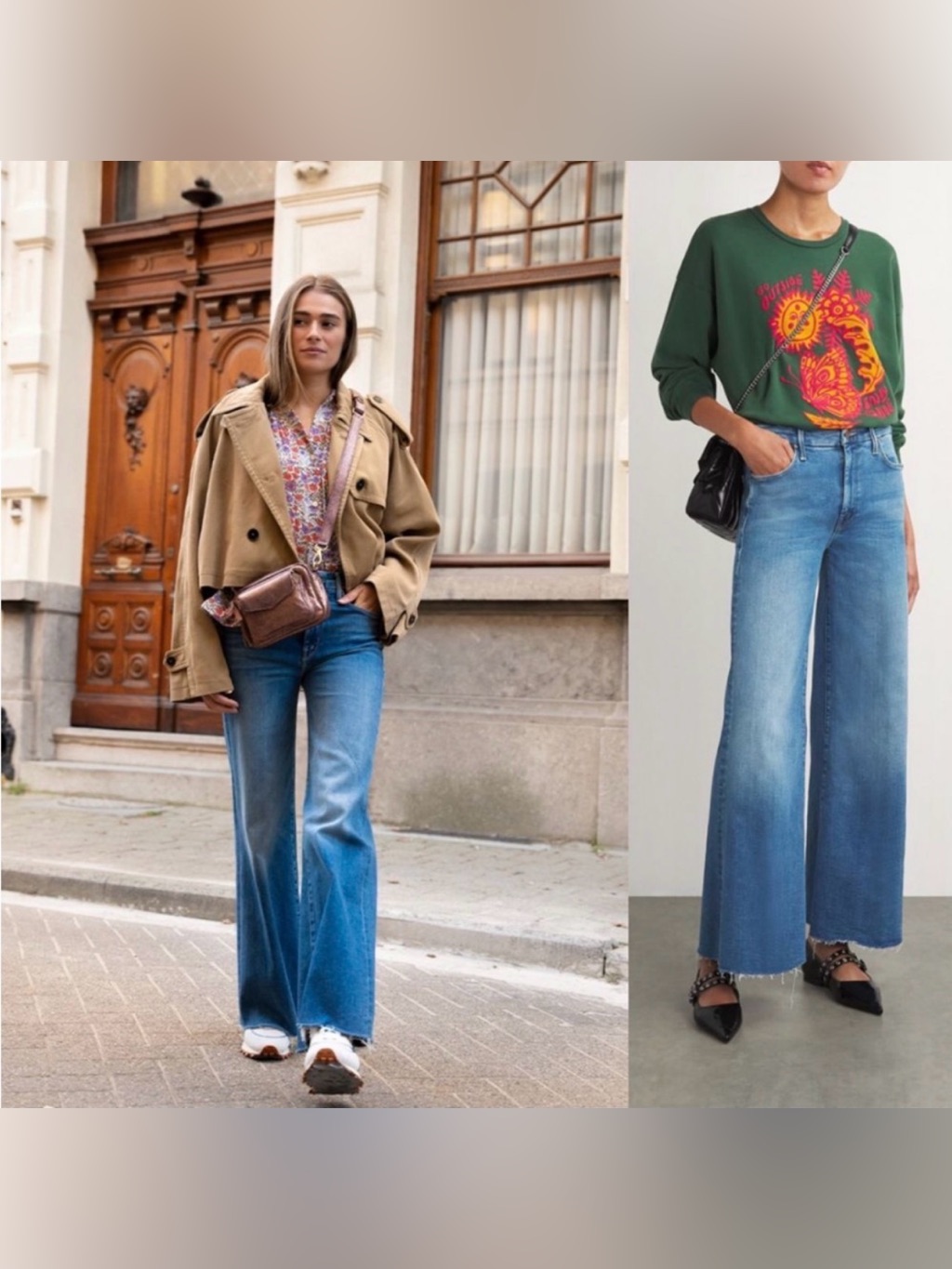 Mother New The Roller High Rise Wide Leg Jeans In Riding The Cliffside